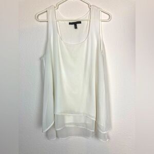 WHBM white chiffon layered longer sleeveless blouse